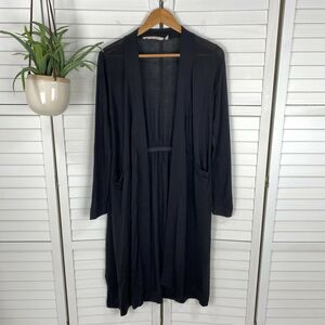 Soft Surroundings Black Fiona Cardigan Thin Knit Long Duster Womens Size XS